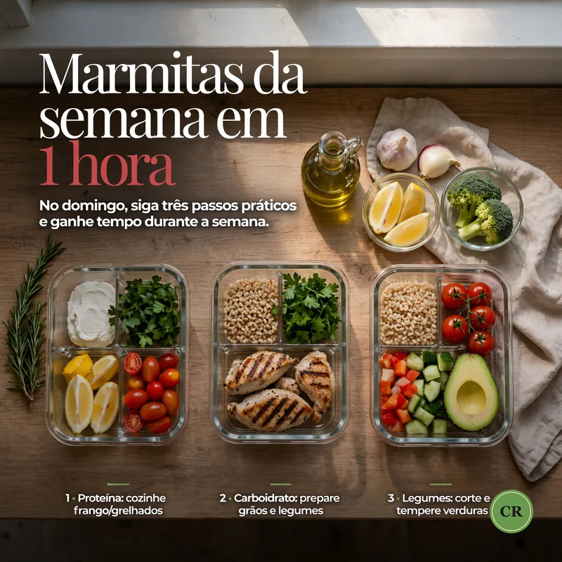 Post de nutricionista: marmitas da semana em 1 hora, em três passos.